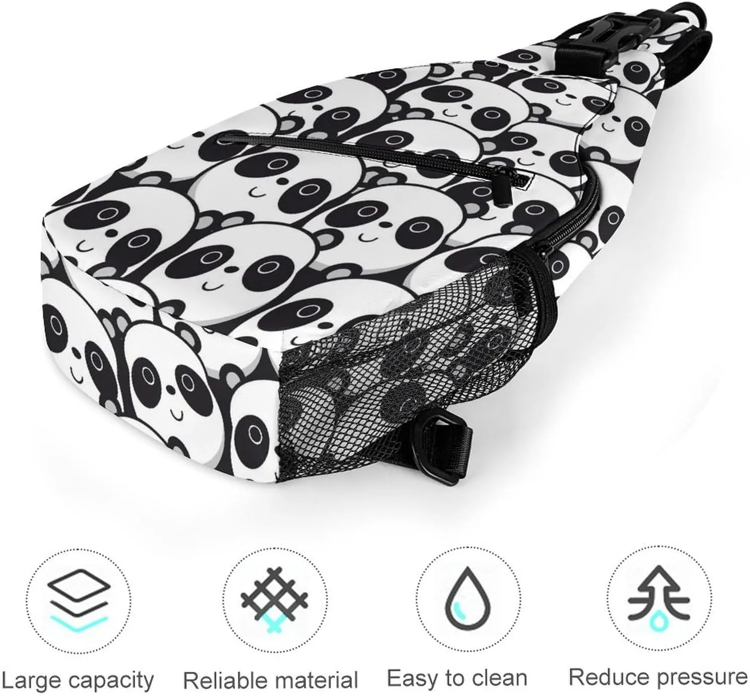 Panda-face Crossbody Backpack For Men Women, Chest Bag Shoulder Bag, Travel Daypack Sling Backpack