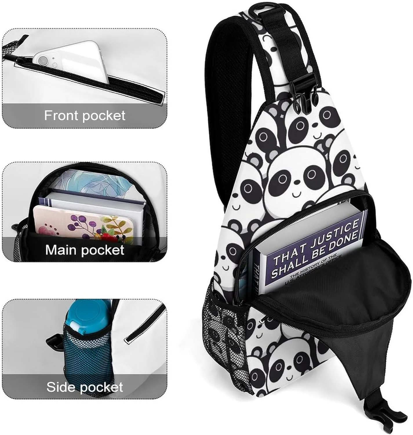 Panda-face Crossbody Backpack For Men Women, Chest Bag Shoulder Bag, Travel Daypack Sling Backpack