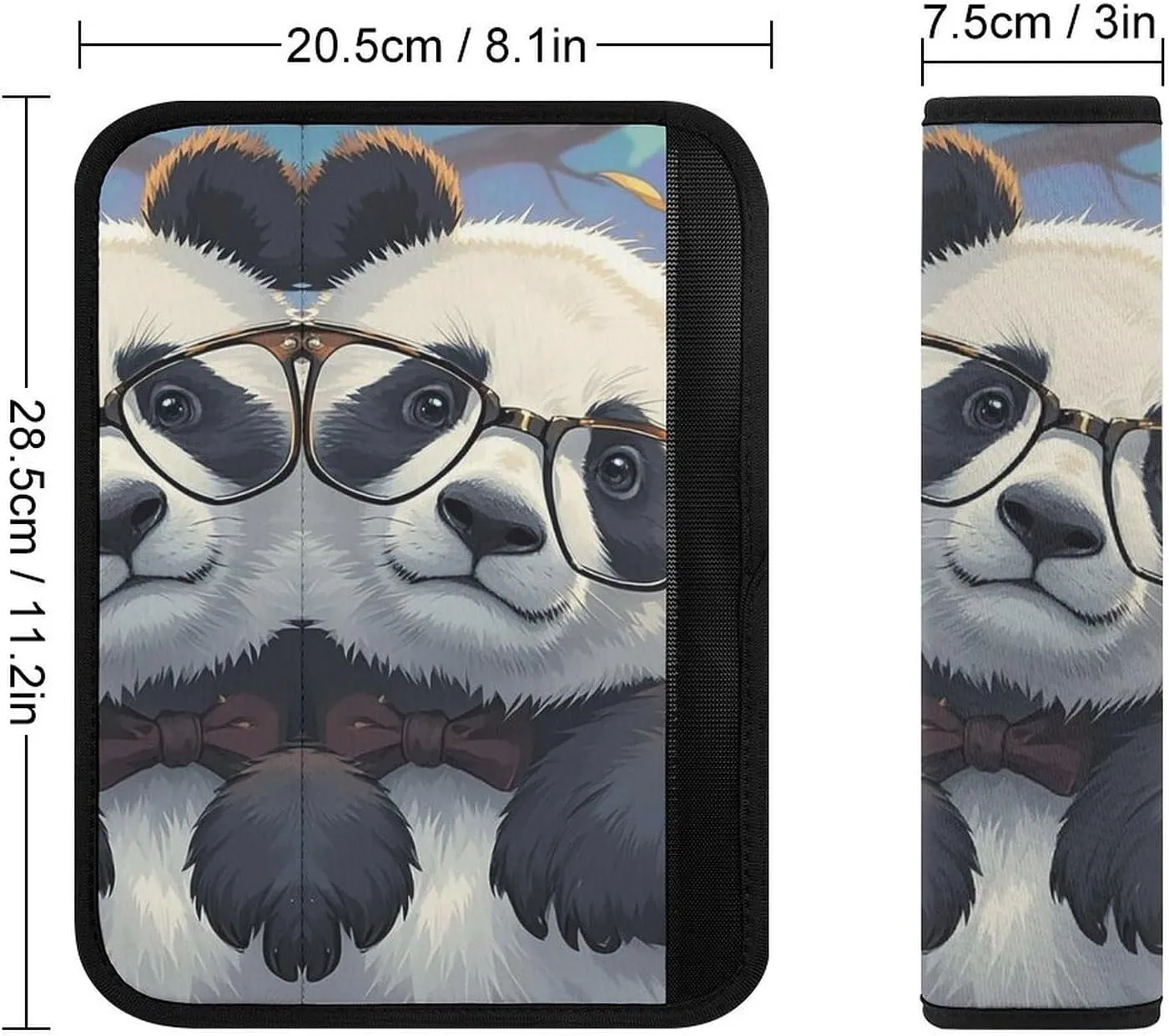 Panda with A Tilted Head Auto Seat Belt Cover 2PCS Universal Car Seat Belt Shoulder Protector Pad, Protect Your Shoulders and Neck for Car Seat Belt, Shoulder Bag, Backpack