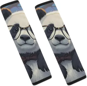 Panda with A Tilted Head Auto Seat Belt Cover 2PCS Universal Car Seat Belt Shoulder Protector Pad, Protect Your Shoulders and Neck for Car Seat Belt, Shoulder Bag, Backpack