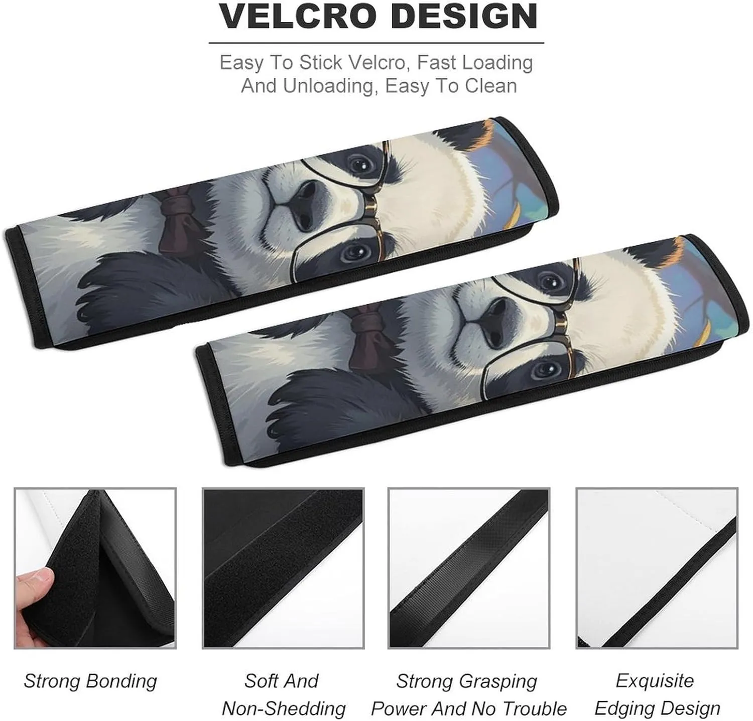 Panda with A Tilted Head Auto Seat Belt Cover 2PCS Universal Car Seat Belt Shoulder Protector Pad, Protect Your Shoulders and Neck for Car Seat Belt, Shoulder Bag, Backpack