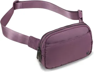 Pander Everywhere Belt Bag for Women, 5 Zipper Pockets Nylon Crossbody Fanny Pack Purse (Purple Lavender)