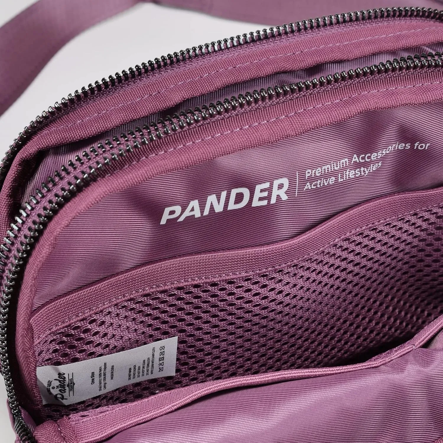 Pander Everywhere Belt Bag for Women, 5 Zipper Pockets Nylon Crossbody Fanny Pack Purse (Purple Lavender)