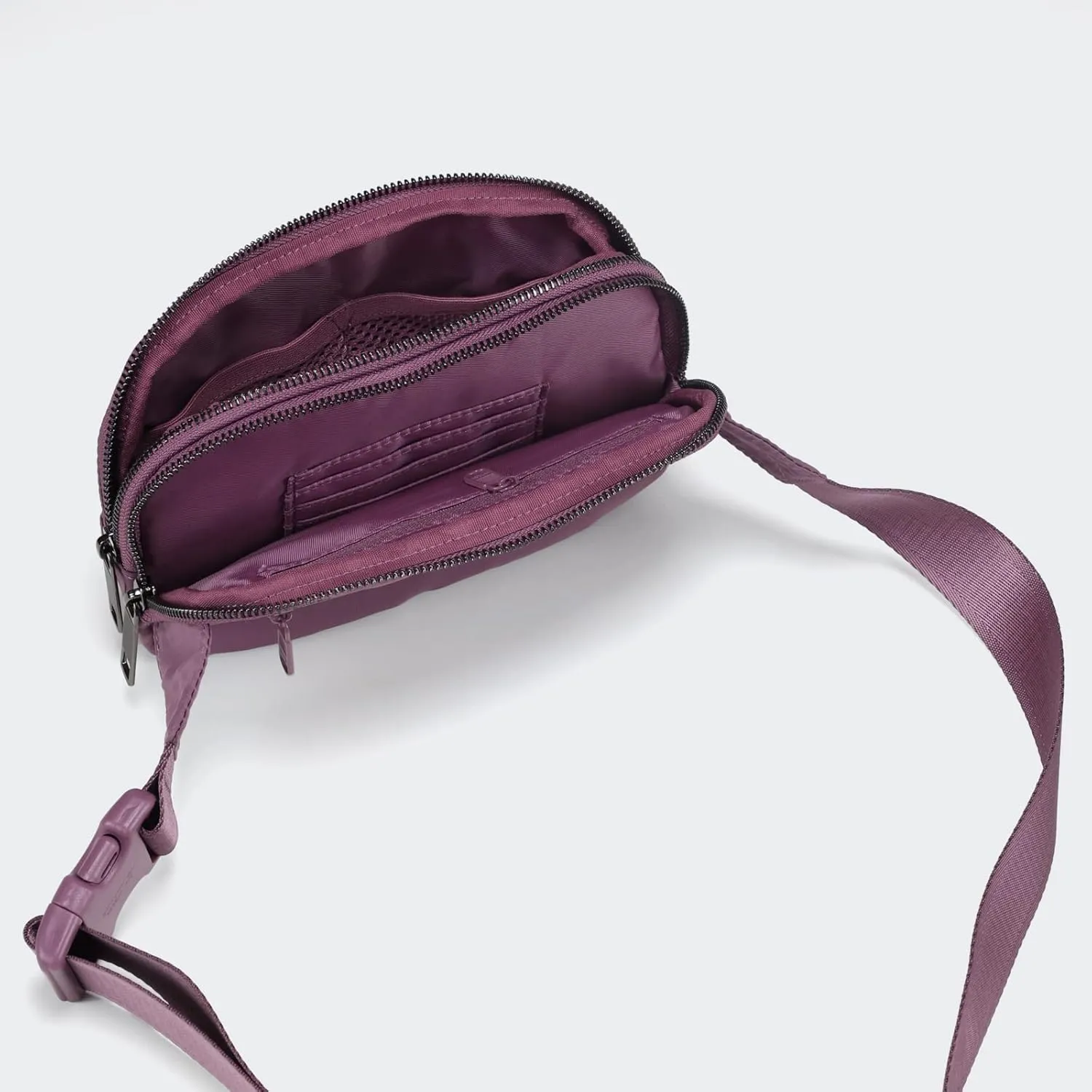 Pander Everywhere Belt Bag for Women, 5 Zipper Pockets Nylon Crossbody Fanny Pack Purse (Purple Lavender)