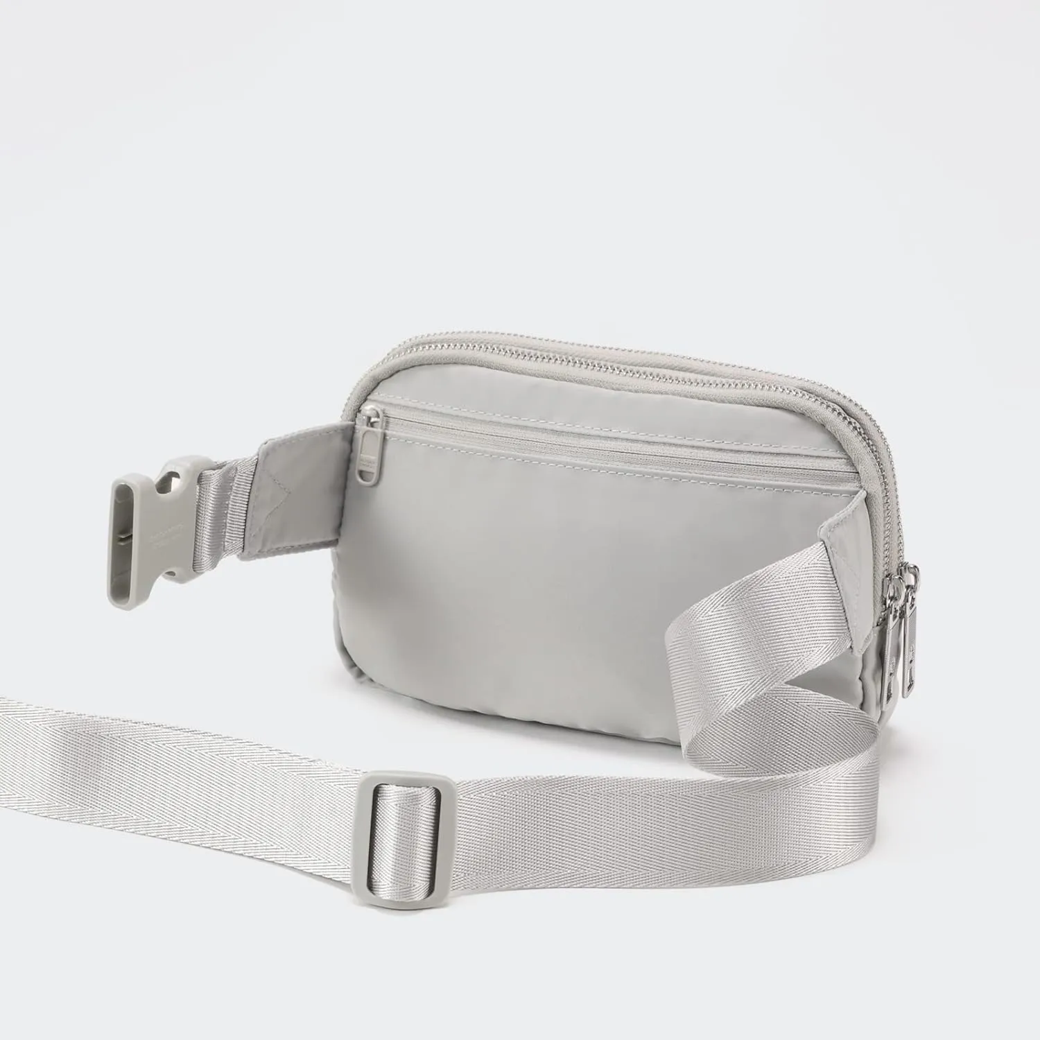 Pander Everywhere Belt Bag for Women, 5 Zipper Pockets Nylon Crossbody Fanny Pack Purse (Seal Grey)