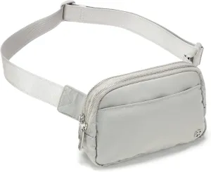 Pander Everywhere Belt Bag for Women, 5 Zipper Pockets Nylon Crossbody Fanny Pack Purse (Seal Grey)