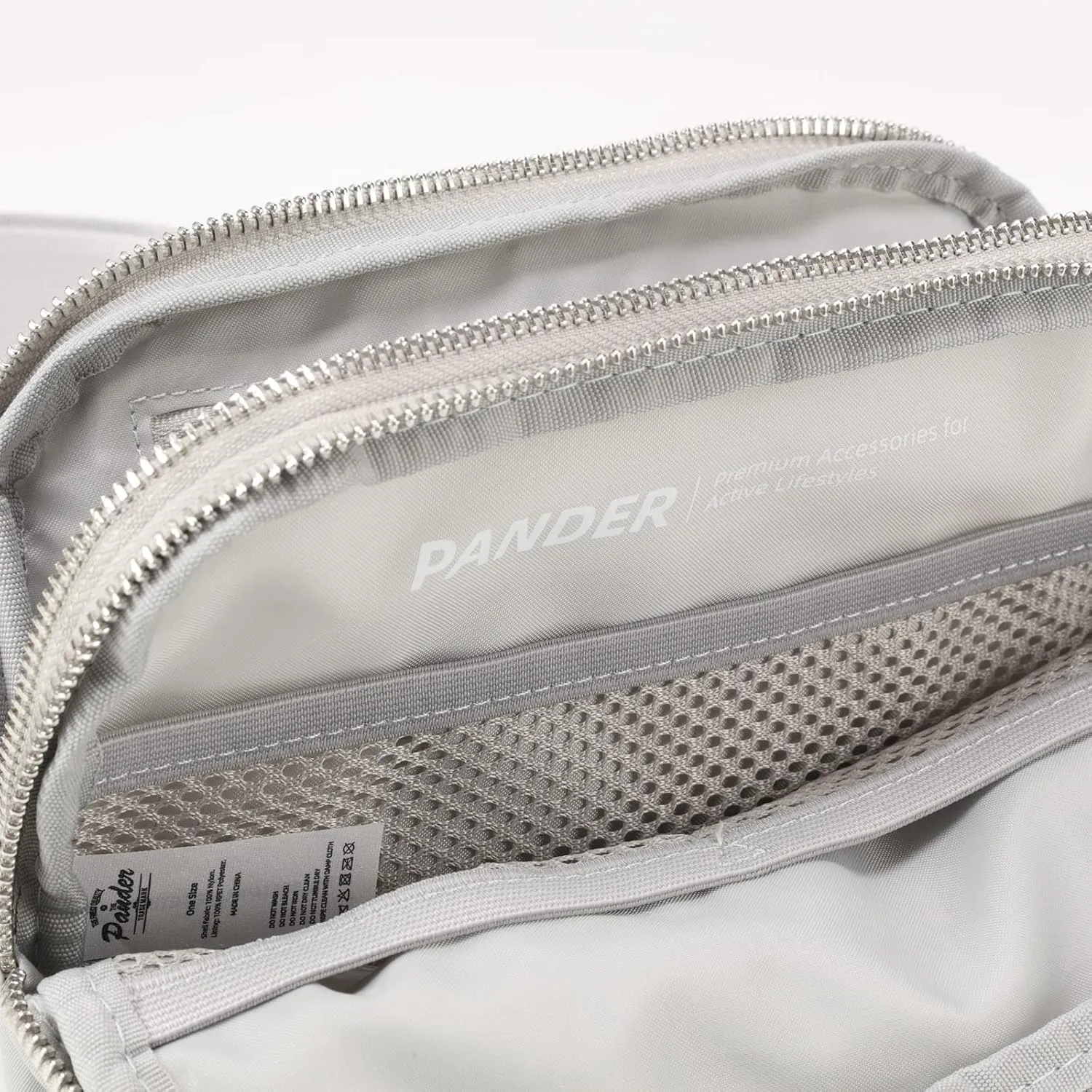 Pander Everywhere Belt Bag for Women, 5 Zipper Pockets Nylon Crossbody Fanny Pack Purse (Seal Grey)