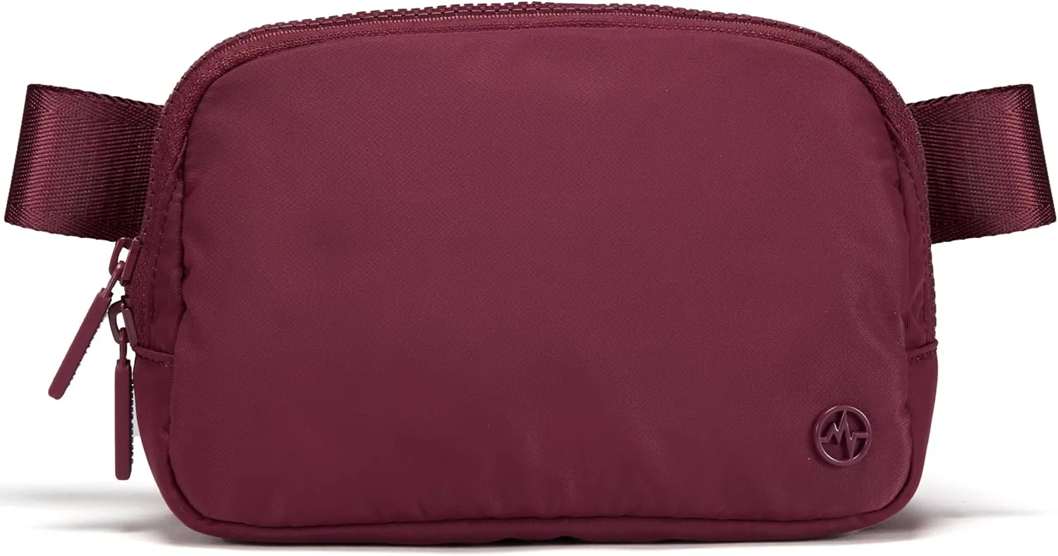 Pander Two Way Zipper Fanny Pack Nylon Everywhere Belt Bag for Women, Water Repellent Waist Packs, Crossbody Bags with Adjustable Strap (Red Merlot).