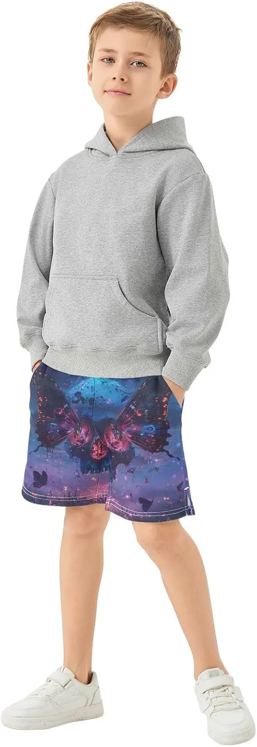 panksolu Boys Shorts Casual Athletic Shorts Elastic Waist with Pockets Teens Summer Track Shorts for Outdoor Activity 7-15Y