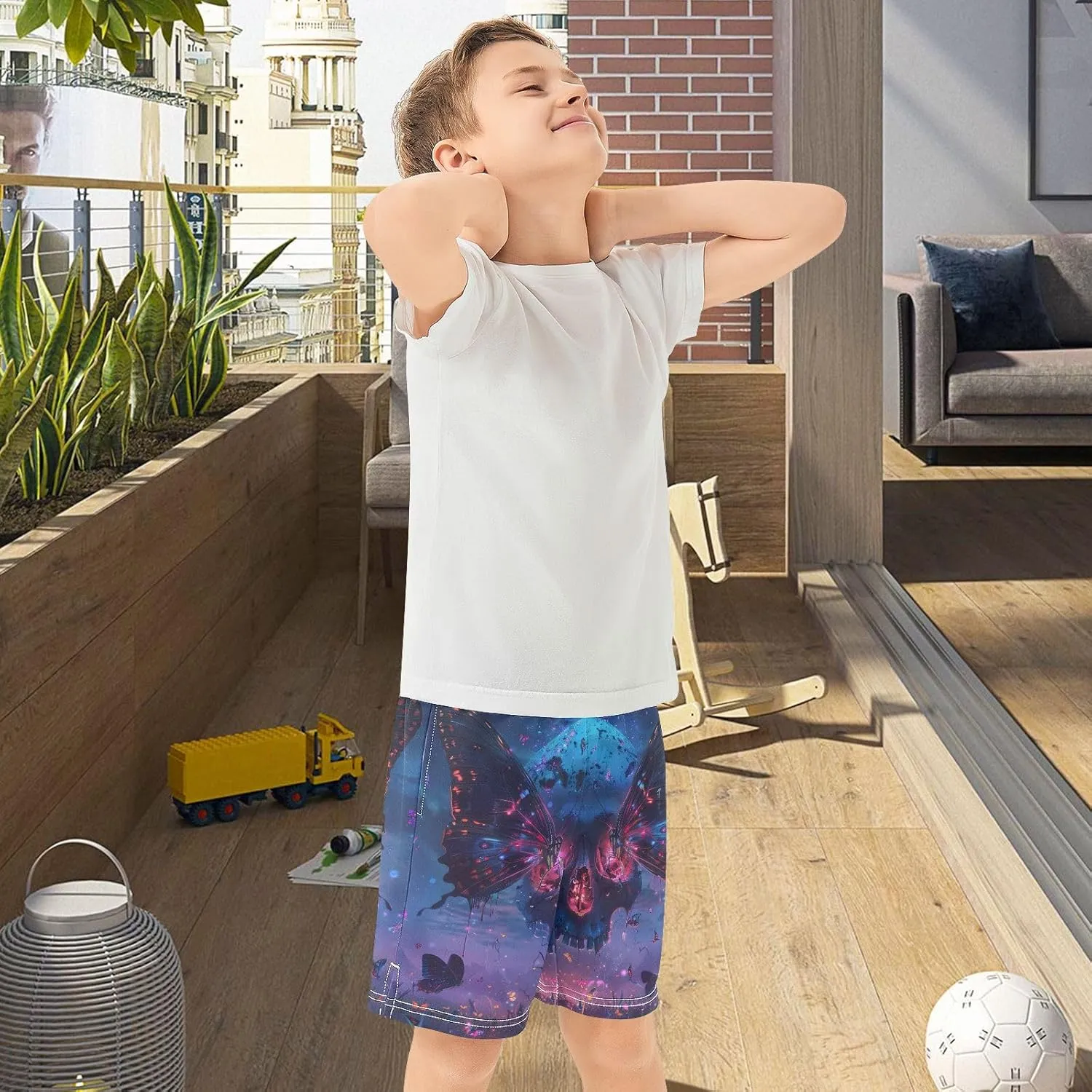 panksolu Boys Shorts Casual Athletic Shorts Elastic Waist with Pockets Teens Summer Track Shorts for Outdoor Activity 7-15Y