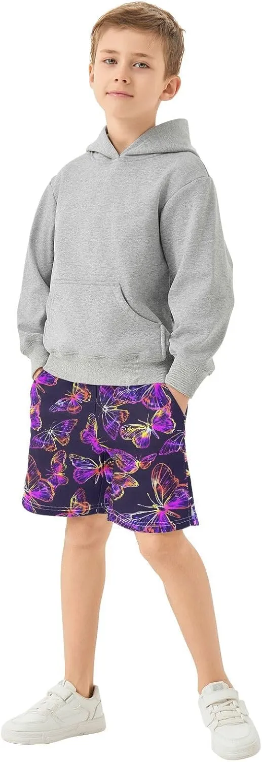 panksolu Boys Shorts Casual Athletic Shorts Elastic Waist with Pockets Teens Summer Track Shorts for Outdoor Activity 7-15Y