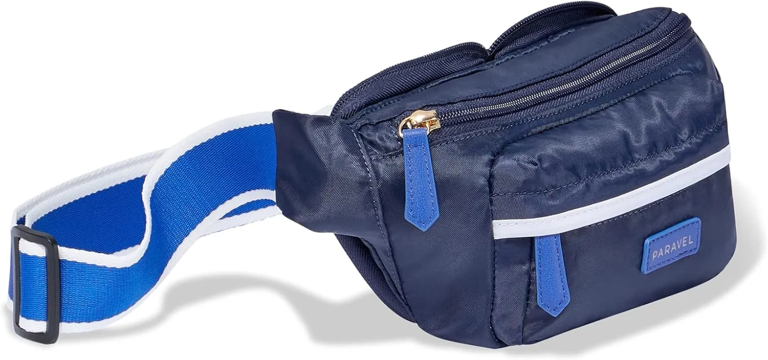 Paravel Fold-Up Belt Bag | Made with Sustainable Recycled Polyester | Belt Bag with Adjustable Straps | Scuba Navy