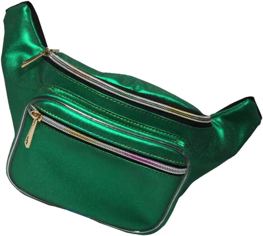 PartyKindom Holographic Hip Pack Adjustable Waist Bag for Women Waterproof Fanny Pack Zipper Great for Travel