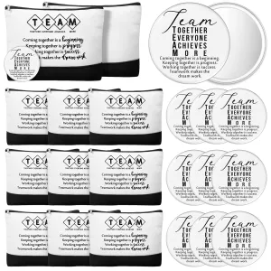 Paterr 12 Sets Employee Appreciation Gifts Bulk for Women Makeup Bags with Zipper and Mini Compact Mirrors for Teacher Nurse (Team)