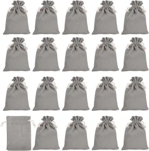 PATIKIL 6"x4" Coin Money Sacks Bag, 20 Pack Bank Deposit Change Transit Bags Cash Bag with Drawstring Currency Bags Gift Bag Style 4, Gray