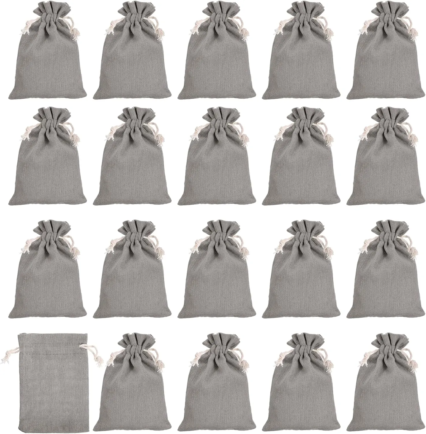 PATIKIL 6"x4" Coin Money Sacks Bag, 20 Pack Bank Deposit Change Transit Bags Cash Bag with Drawstring Currency Bags Gift Bag Style 4, Gray