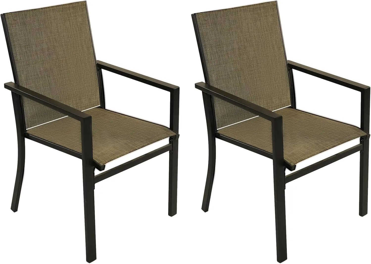 Patio Dining Chairs Set of 2, Outdoor Textilene Dining Chairs, Patio Furniture Chairs with Armrest for Backyard, Garden, Yard, Porch, Deck, Grey