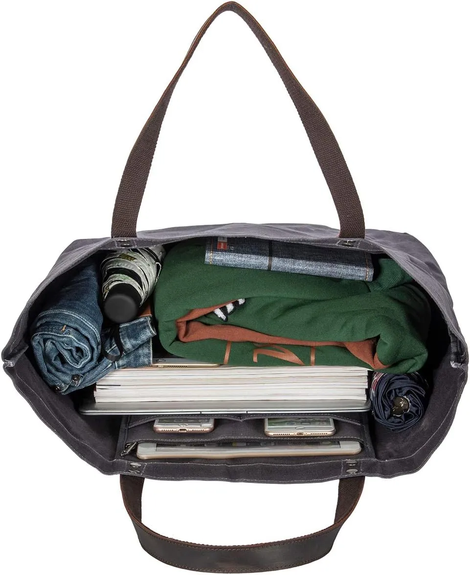 peacechaos Waterproof Canvas Shoulder Tote Bag Purse Top Handle Satchel Handbag For Work Travel Business Shopping Casual