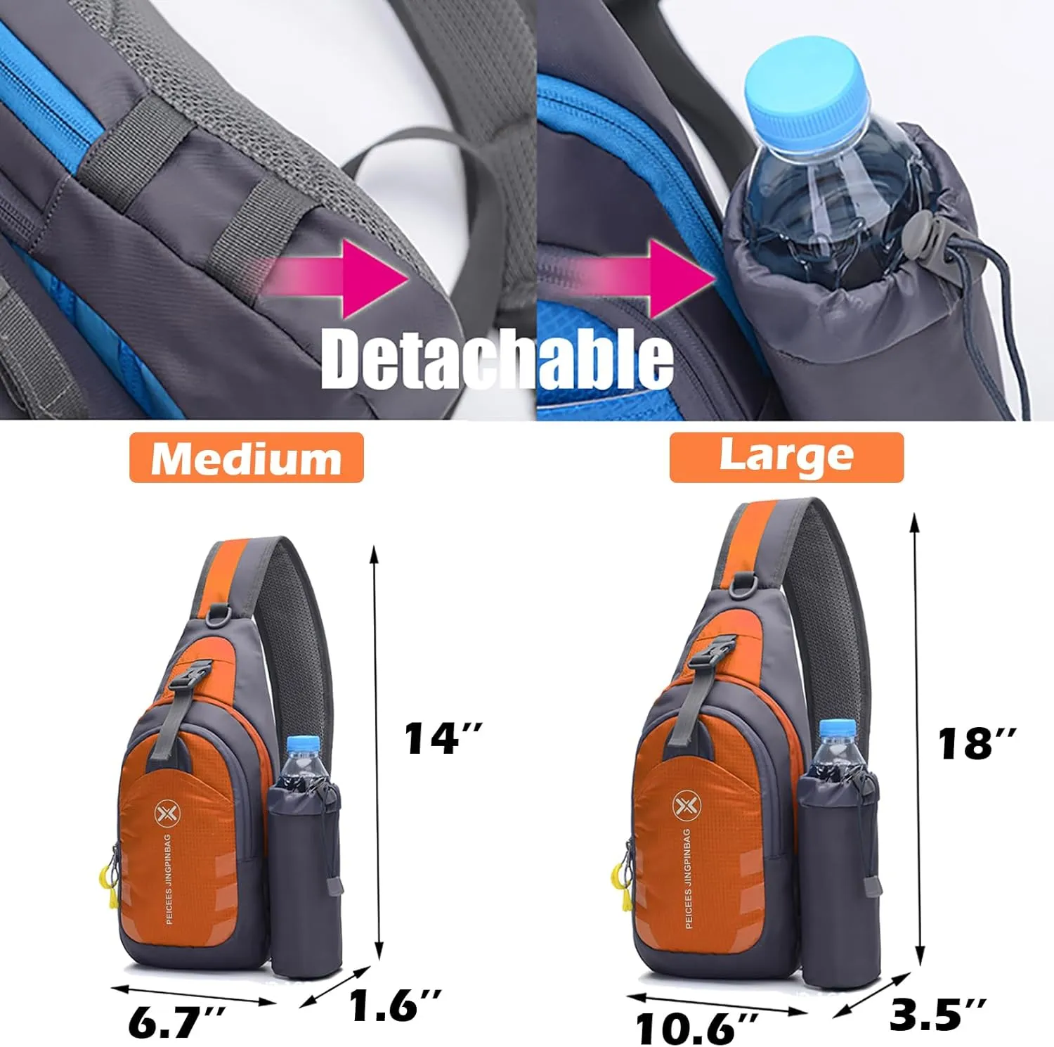Peicees Chest Crossbody Sling Backpack Bag Travel Bike Gym Daypack for Women Men