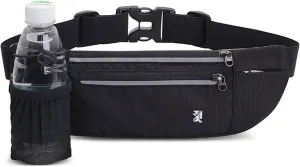 Peicees Fanny Pack with Water Bottle Holder Waist Bag for Men Women Water Resistant Lightweight Reflective Adjustable Running Belt Headphone Bag Travel Pocket for Outdoor Camping Fitness Hiking