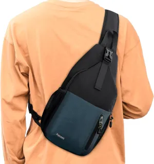 Peicees Sling Bag Crossbody Backpack For Men Women Hiking Waterproof Travel Shoulder Bags For Man Daypack Lightweight (Black)