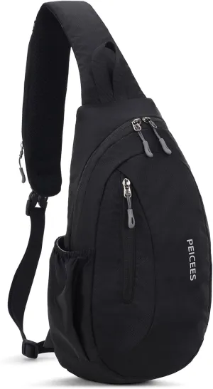 Peicees Sling Bags Men Women Shoulder Backpack Small Cross Body Chest Sling Backpack, Black