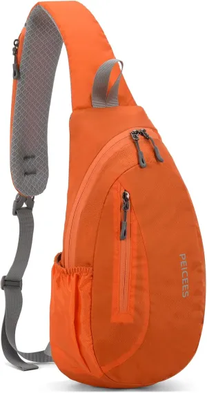 Peicees Sling Bags Men Women Shoulder Backpack Small Cross Body Chest Sling Backpack, Orange