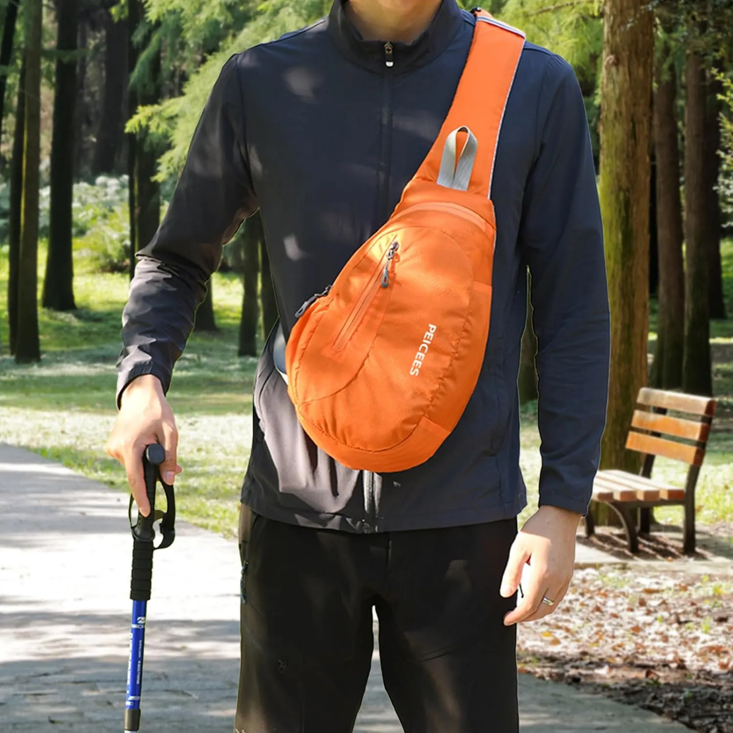 Peicees Sling Bags Men Women Shoulder Backpack Small Cross Body Chest Sling Backpack, Orange