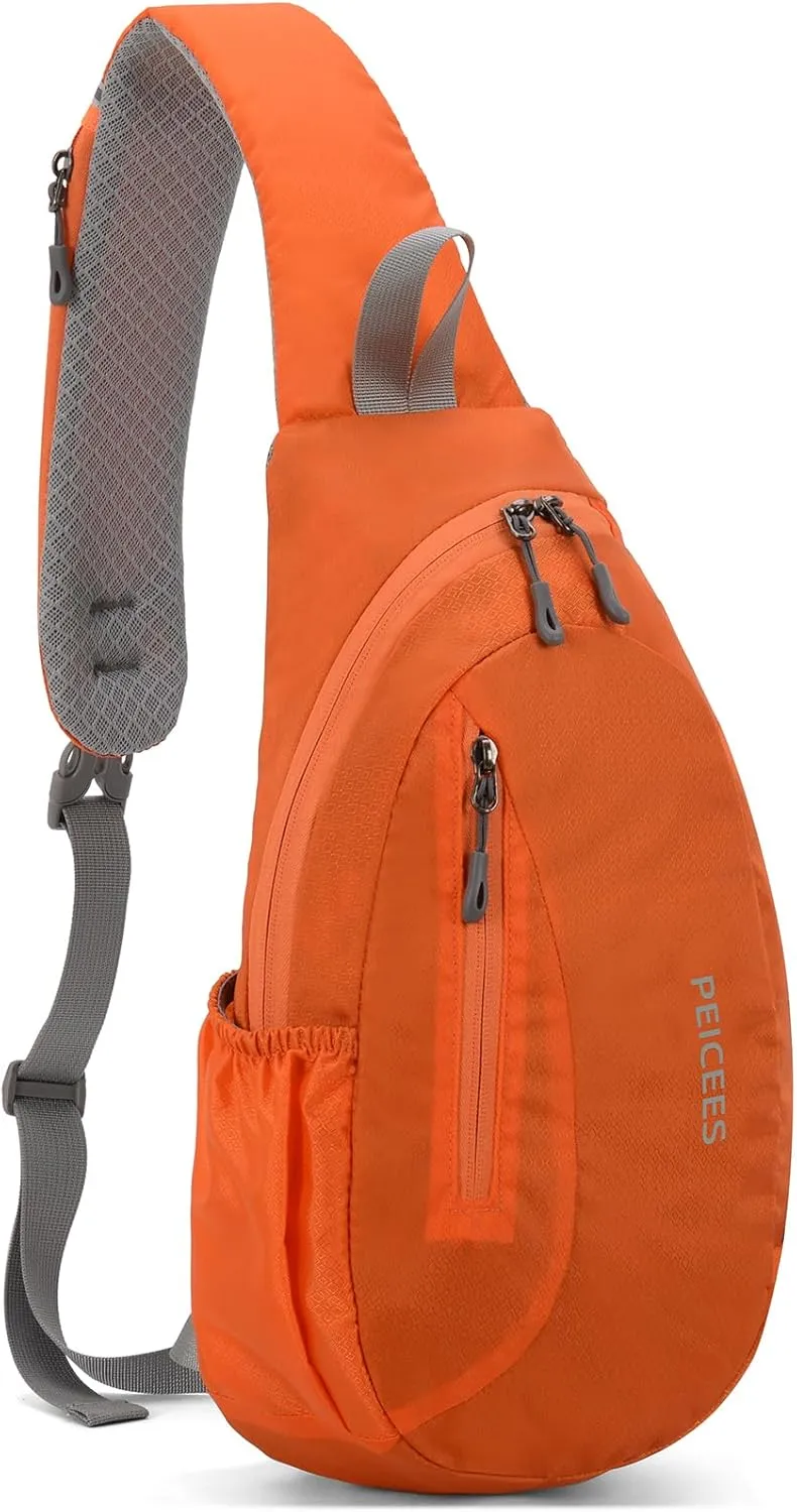 Peicees Sling Bags Men Women Shoulder Backpack Small Cross Body Chest Sling Backpack, Orange
