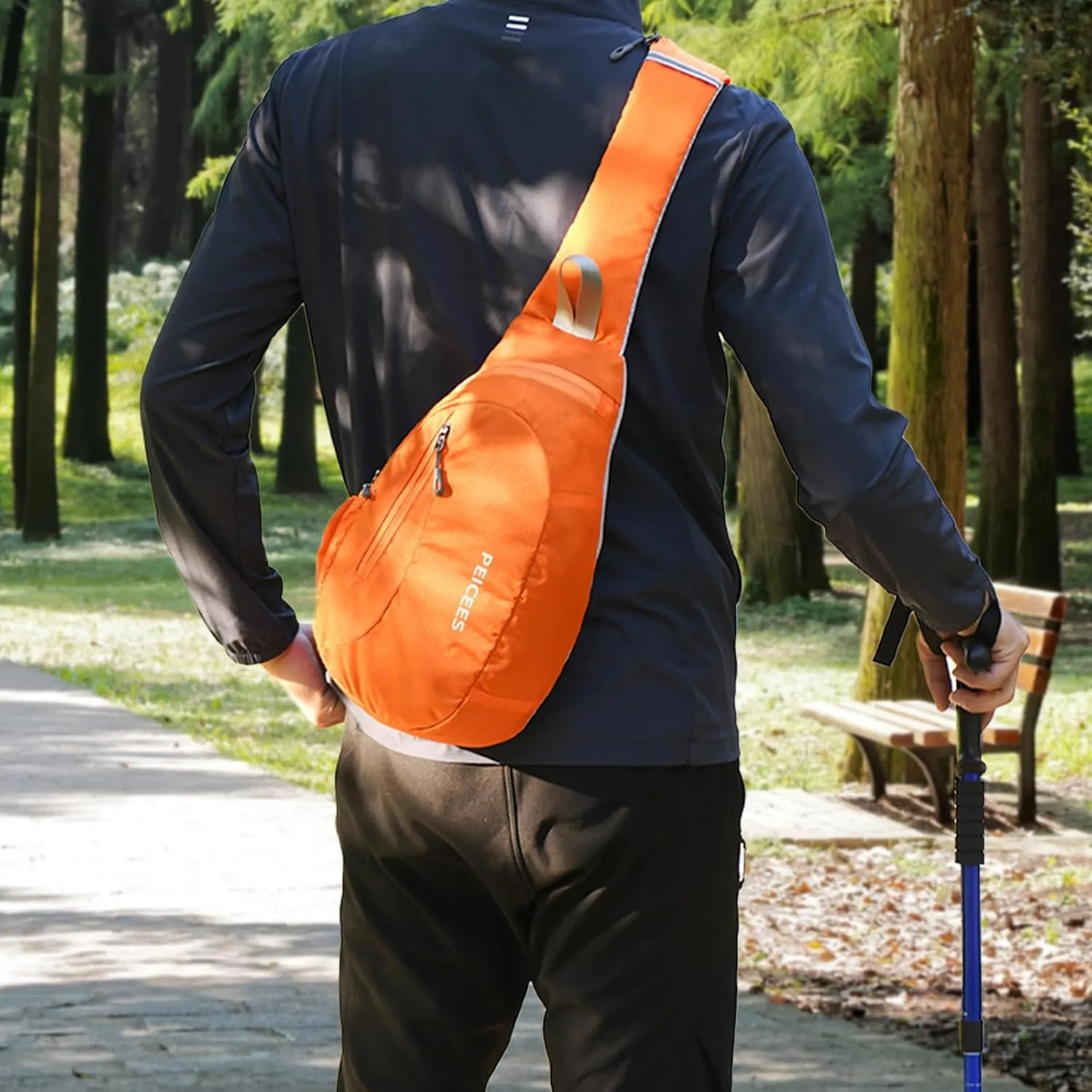 Peicees Sling Bags Men Women Shoulder Backpack Small Cross Body Chest Sling Backpack, Orange