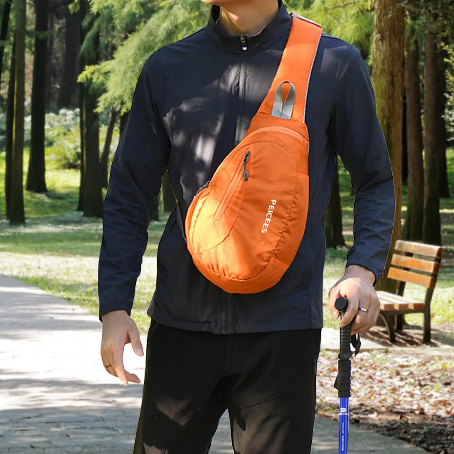 Peicees Sling Bags Men Women Shoulder Backpack Small Cross Body Chest Sling Backpack, Orange