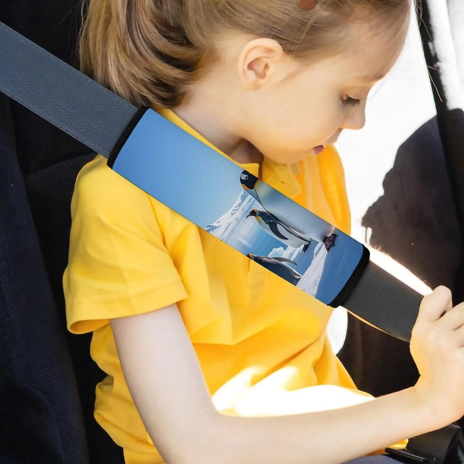 Penguin Antarctica Ice Auto Seat Belt Cover 1PCS Universal Car Seat Belt Shoulder Protector Pad, Protect Your Shoulders and Neck for Car Seat Belt, Shoulder Bag, Backpack