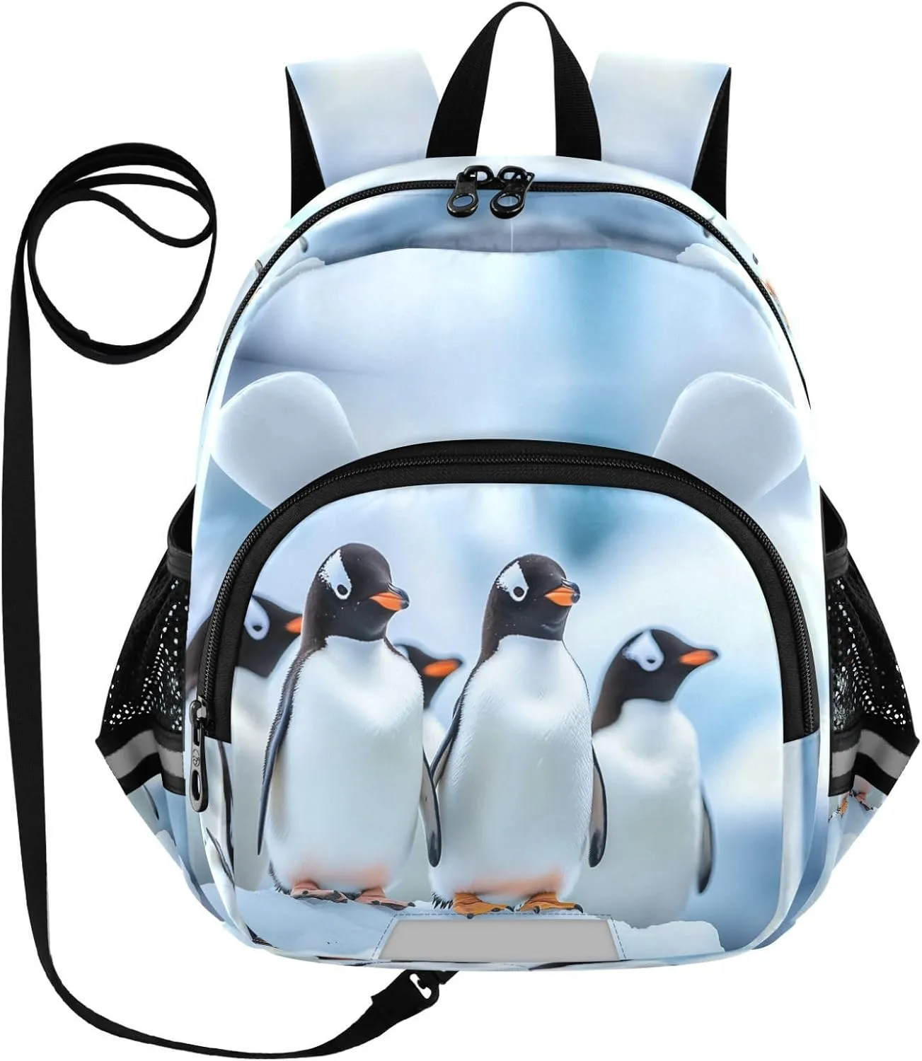 Penguins Standing on An Ice Floe Kids Backpack for Boys & Girls,Toddler Backpack with Cute Ears,Kindergarten & Elementary Schoolbag-M
