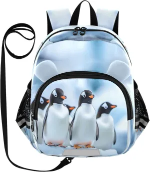 Penguins Standing on An Ice Floe Kids Backpack for Boys & Girls,Toddler Backpack with Cute Ears,Kindergarten & Elementary Schoolbag-M