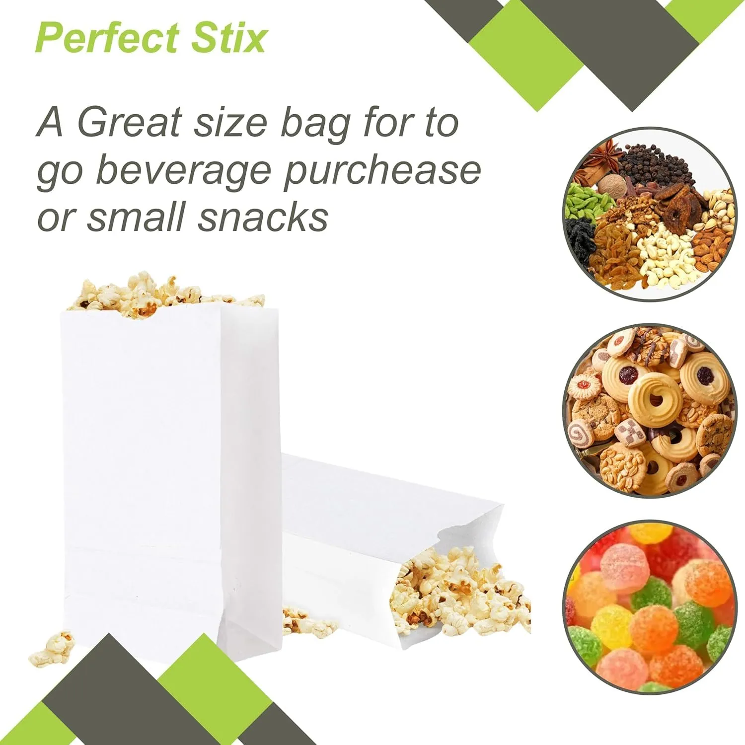 Perfect Stix- 2lb White Paper Bags -Pack of 500ct