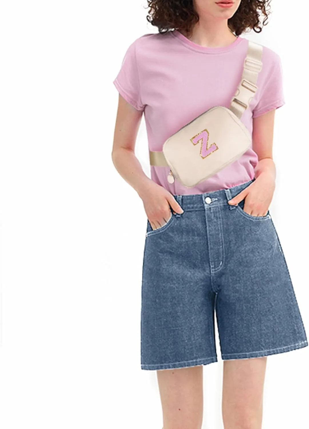 Personalized Belt Bag for Women Girls - Fashion Mini Waist Packs with Adjustable Strap - Trendy Travel Fanny Pack Crossbody Bags with Initial Letter - Teen Gifts | Cream,Z