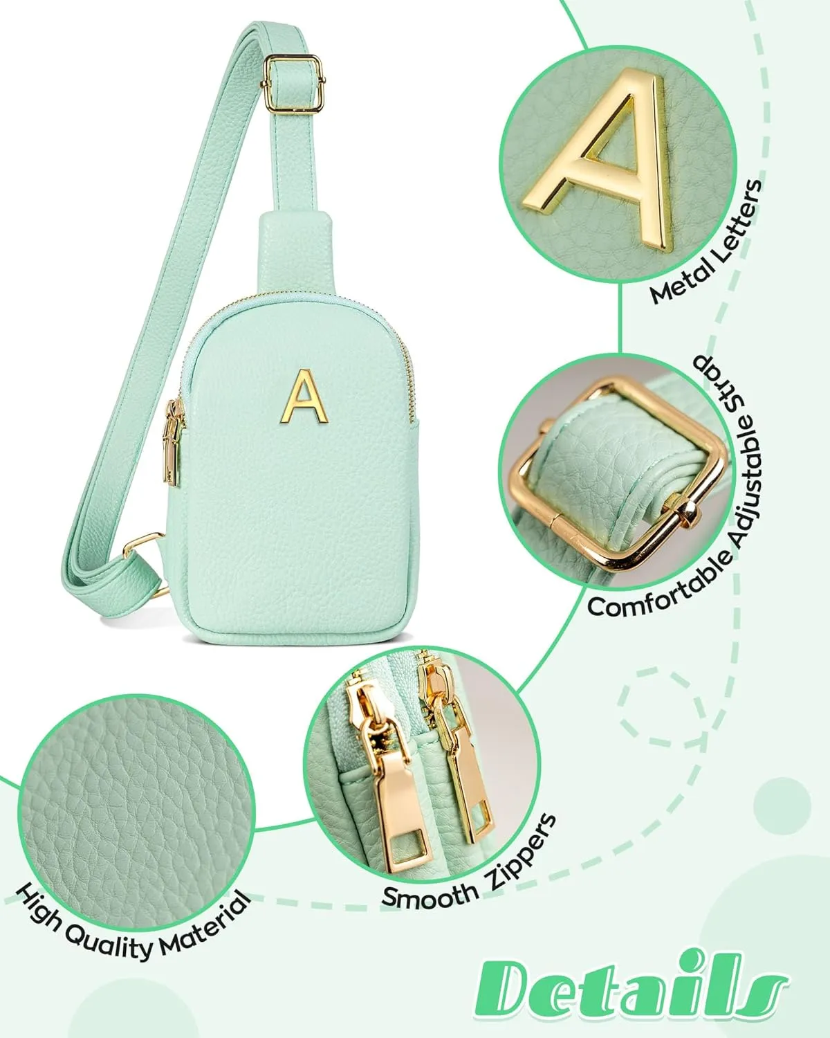 Personalized Birthday Gift for Teen Girls, Sling Purse with Initial Letter, Lightweight Small Crossbody Bags, Tween Girls Trendy Stuff, Waterproof Cell Phone Purse with Adjustable Strap