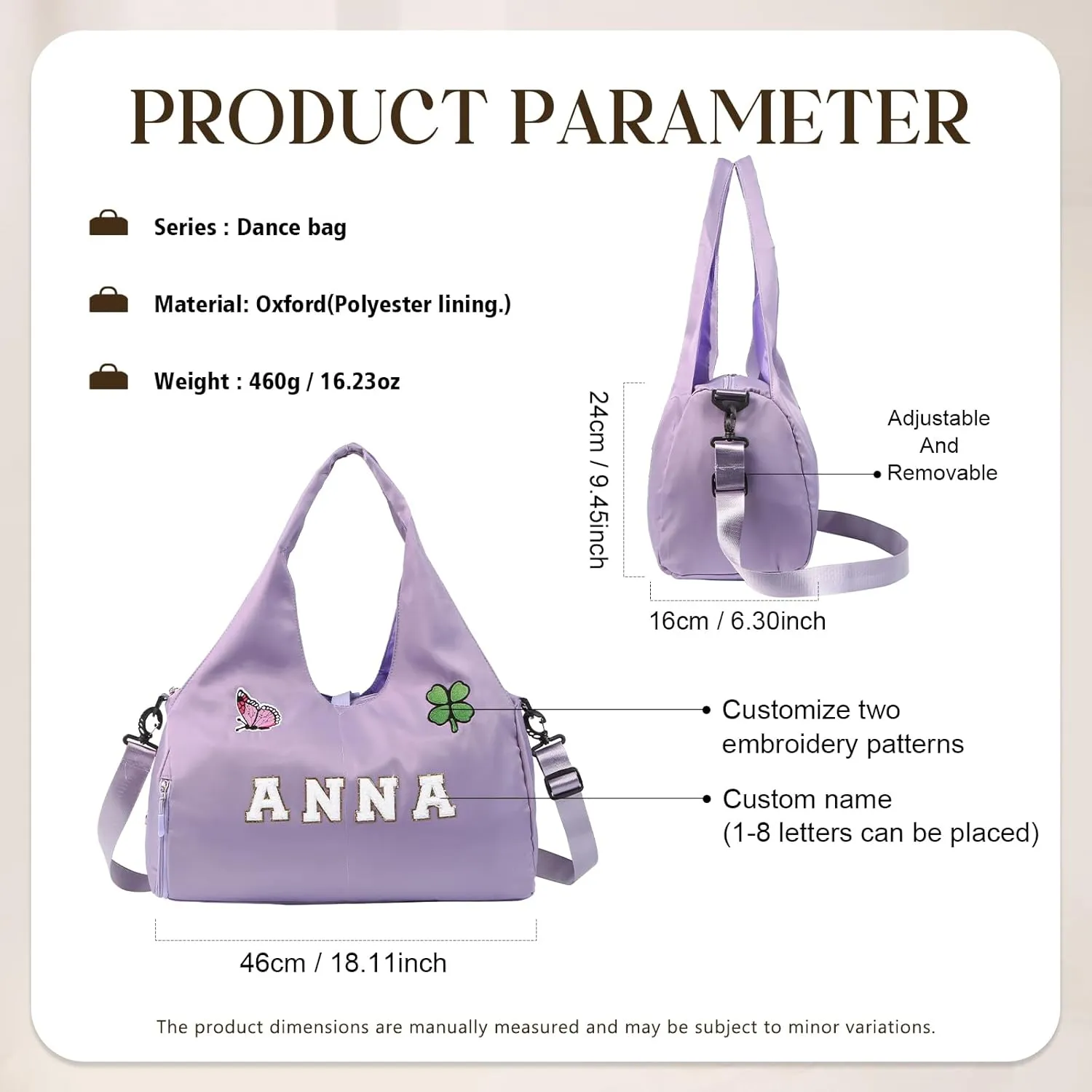 Personalized Dance Ballet Bag with Name - Custom Travel Duffel Bags for Sports Gym Weekender Overnight Travel Lovers