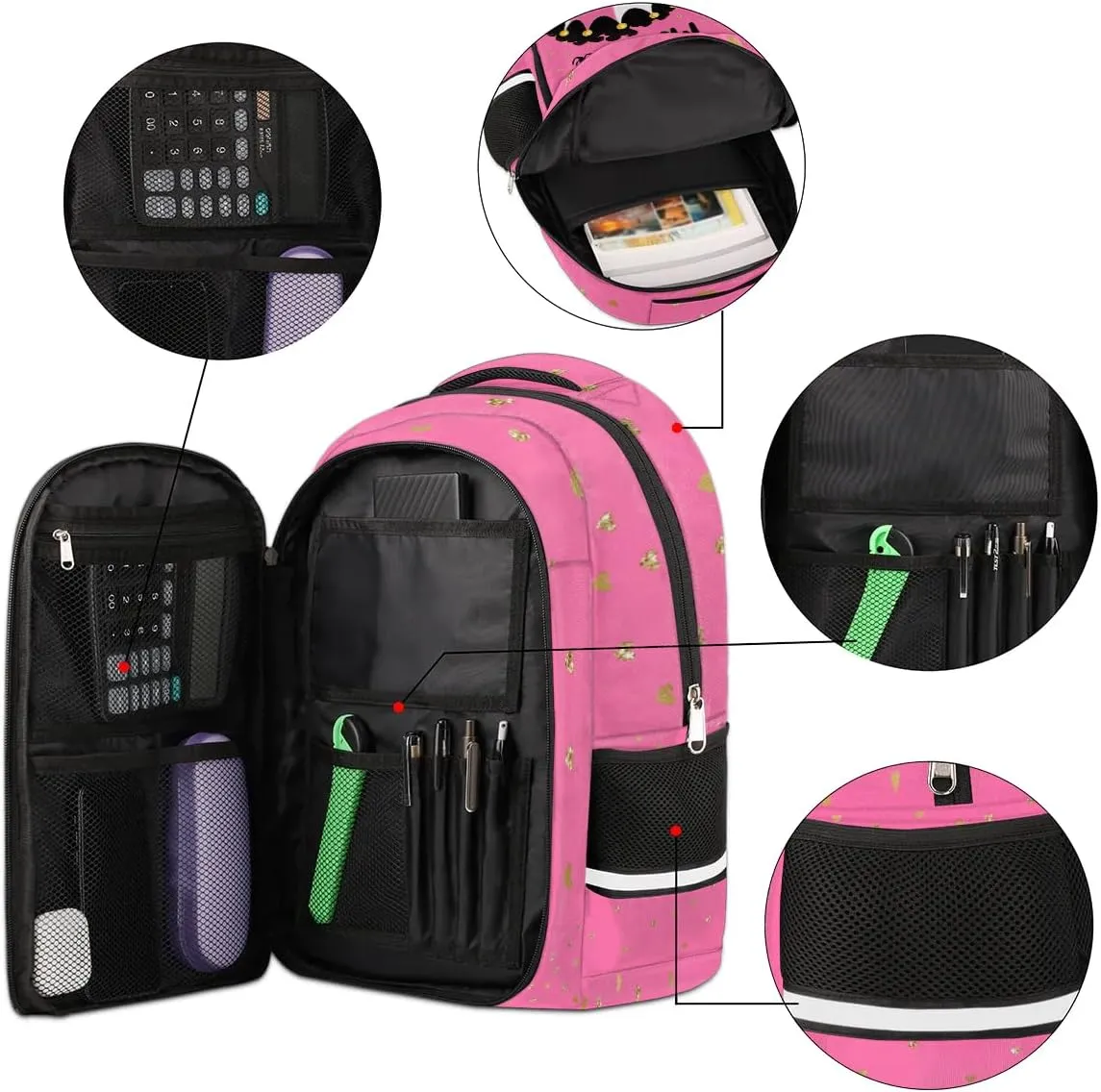 Personalized Kids Backpack Custom Backpack Schoolbag Children Bookbag for Girls Afro Princess Pink