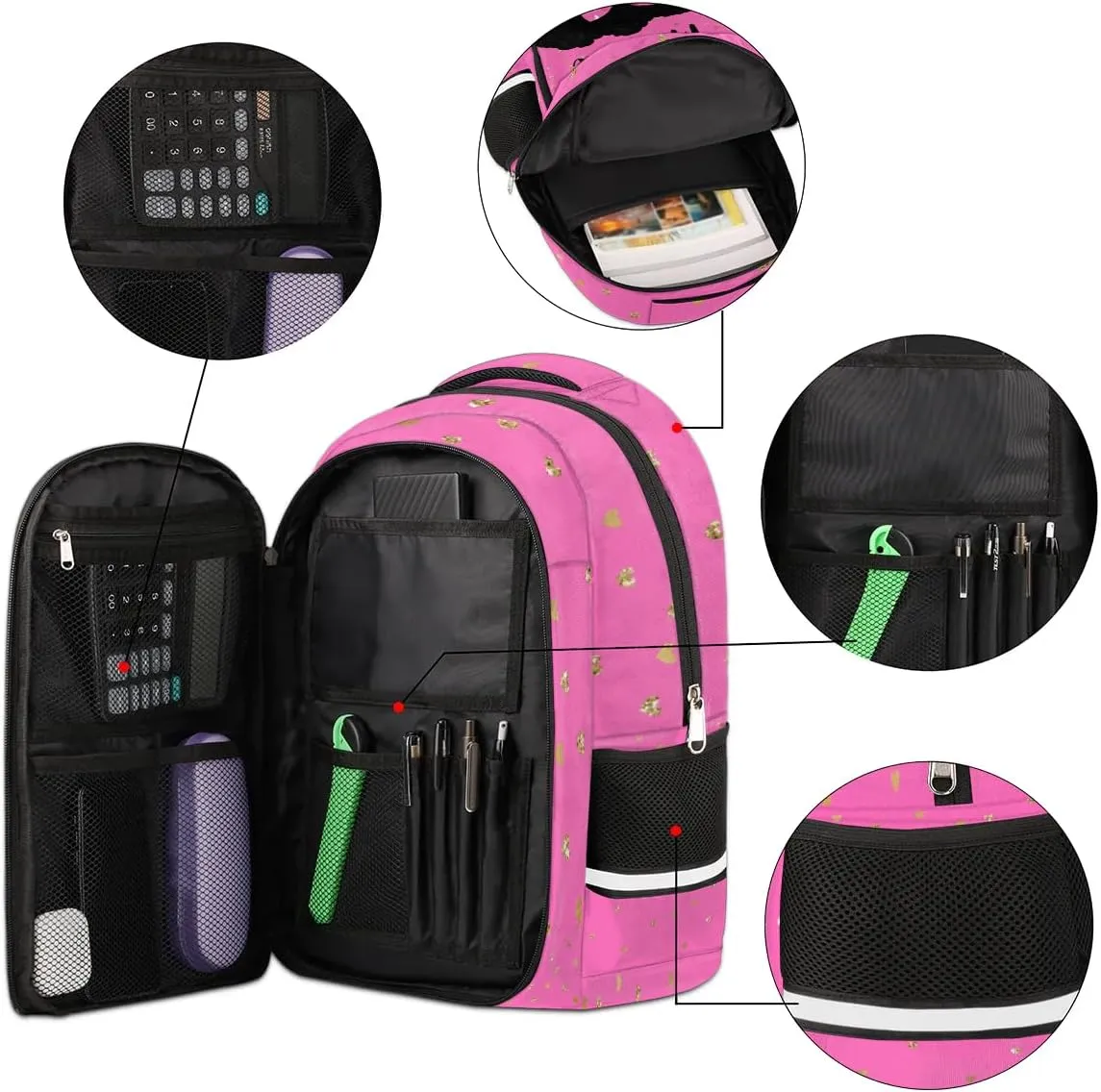 Personalized Kids Backpack Custom Backpack Schoolbag Children Bookbag for Girls Hot Pink Princess Girl