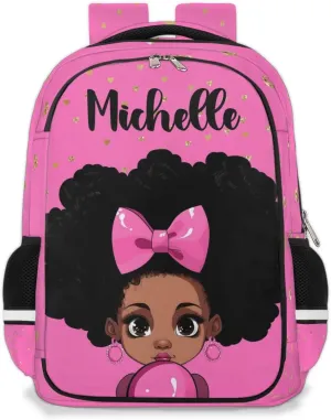 Personalized Kids Backpack Custom Backpack Schoolbag Children Bookbag for Girls Hot Pink Princess Girl