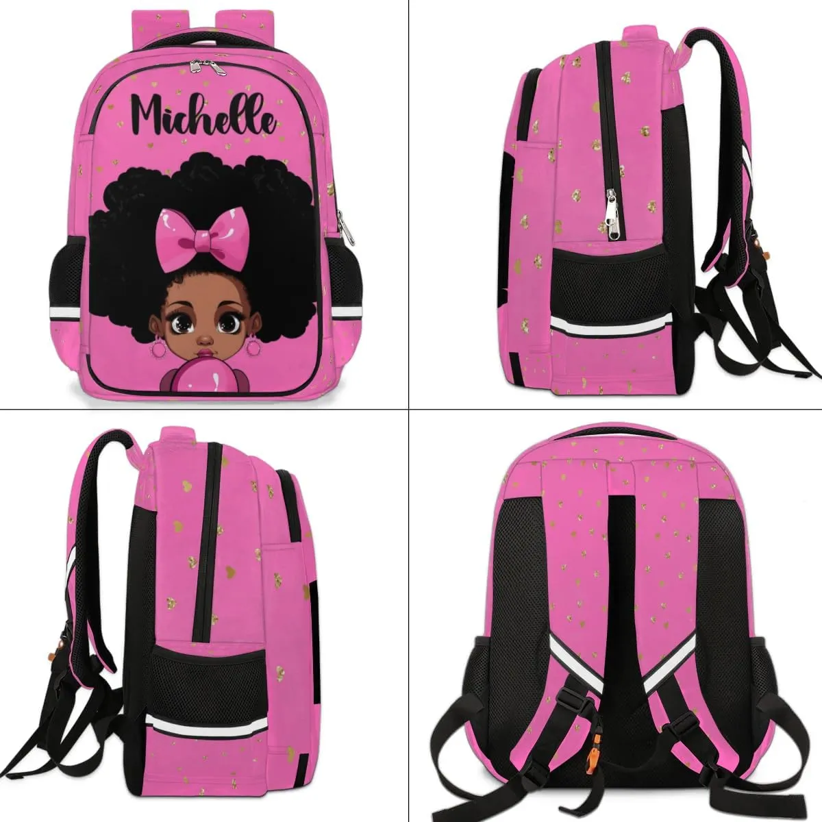 Personalized Kids Backpack Custom Backpack Schoolbag Children Bookbag for Girls Hot Pink Princess Girl