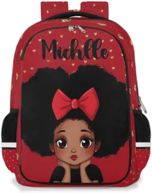 Personalized Kids Backpack Custom Backpack Schoolbag Children Bookbag for Girls Red Heart Girl