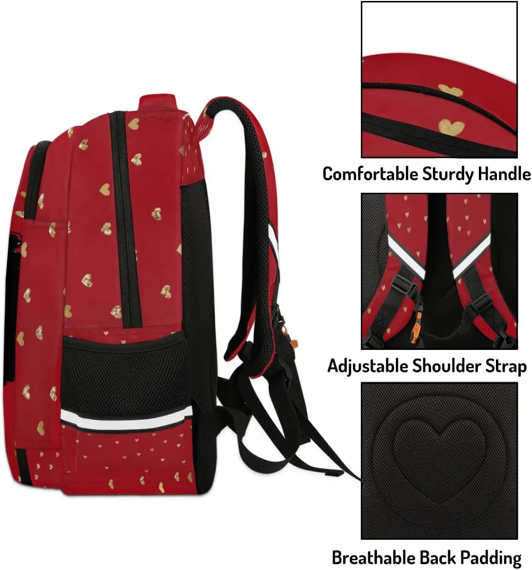 Personalized Kids Backpack Custom Backpack Schoolbag Children Bookbag for Girls Red Heart Girl