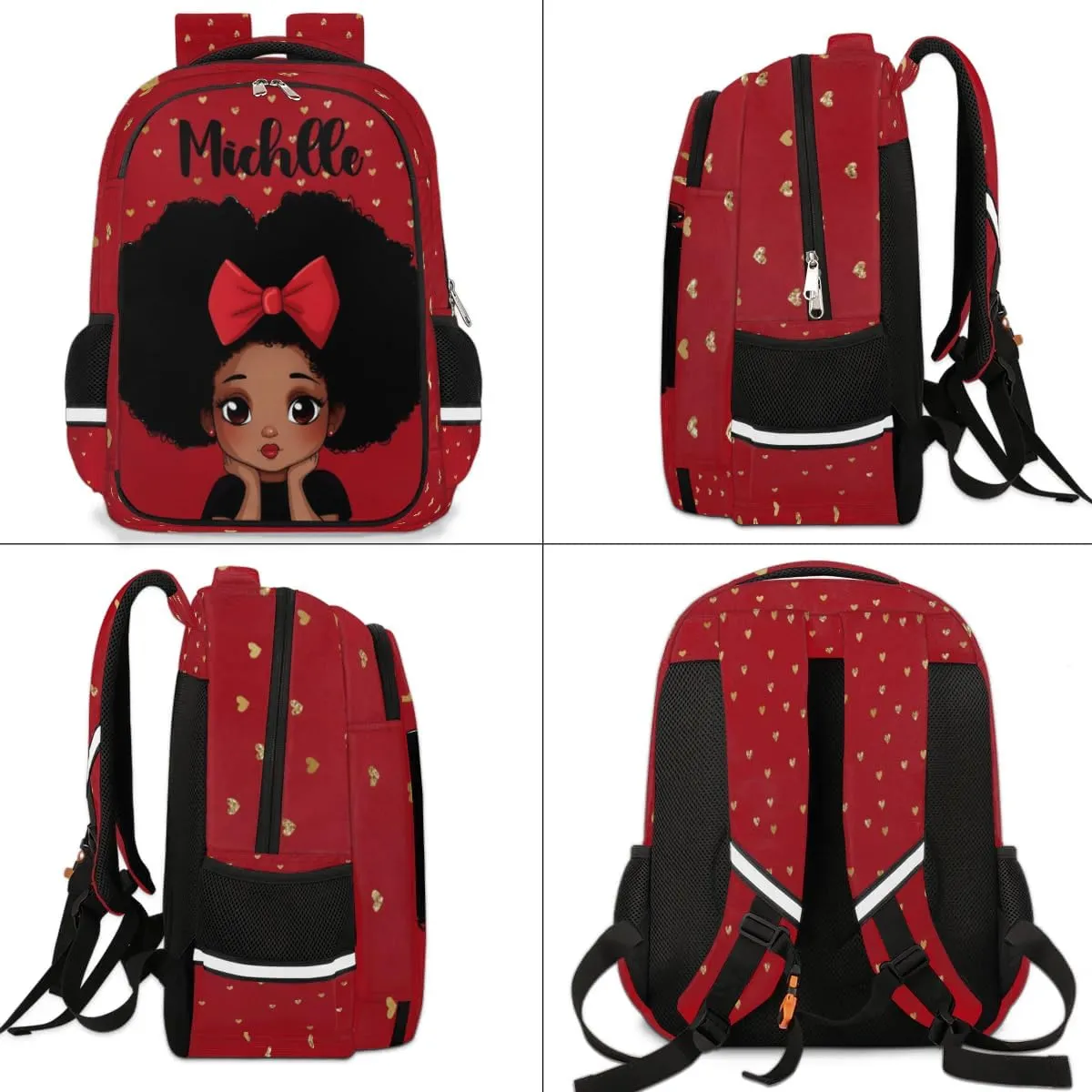 Personalized Kids Backpack Custom Backpack Schoolbag Children Bookbag for Girls Red Heart Girl