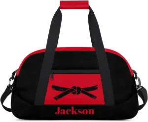 Personalized Martial Art Bag Duffel Bag for Girls, Custom Taekwondo Karate Bag Overnight Bags for Travel Weekender Practice Belt Black