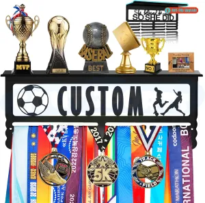 Personalized Medal Display Rack - Custom Metal Medal Hanger for Awards and Trophies | Holds Over 70  Medals | Easy Install for Sports and Achievement Recognition