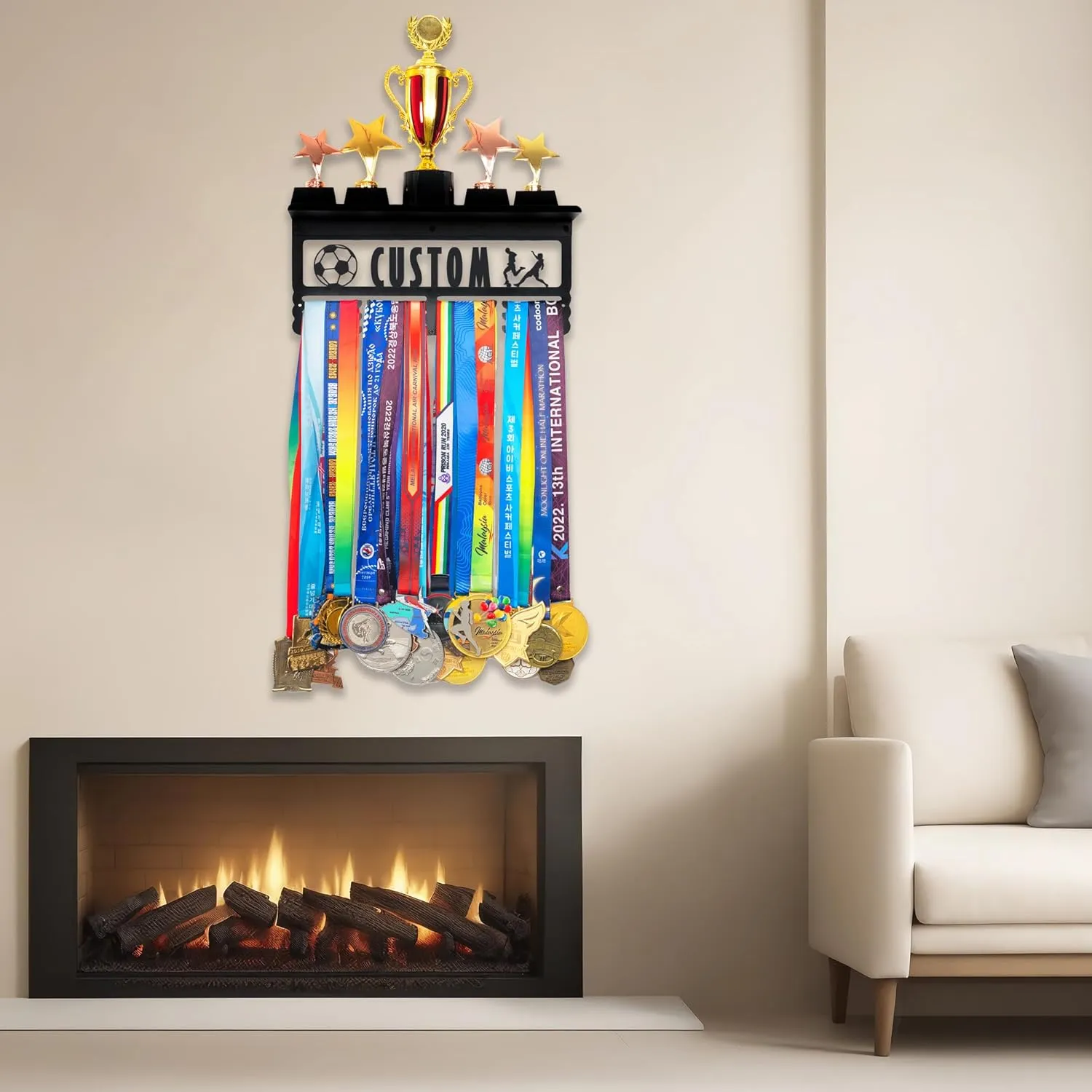 Personalized Medal Display Rack - Custom Metal Medal Hanger for Awards and Trophies | Holds Over 70  Medals | Easy Install for Sports and Achievement Recognition