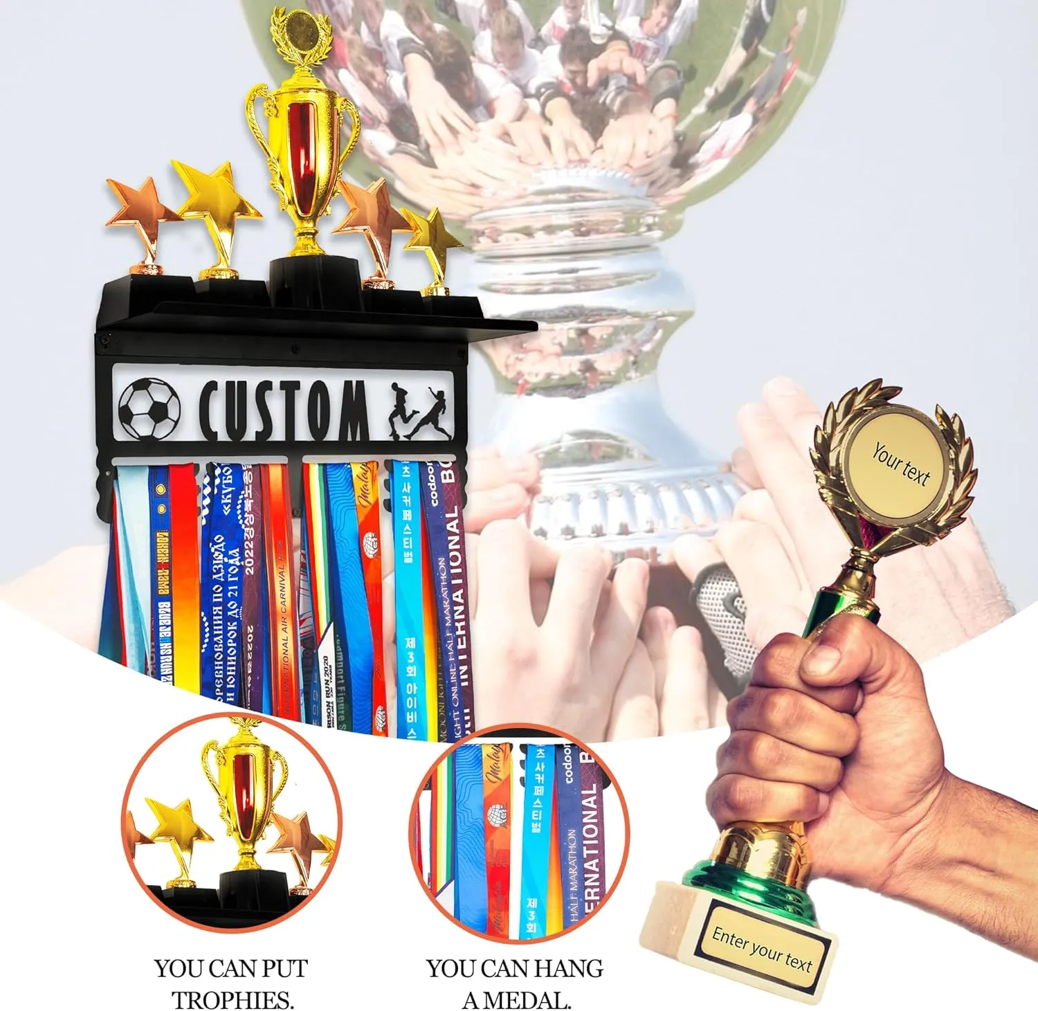 Personalized Medal Display Rack - Custom Metal Medal Hanger for Awards and Trophies | Holds Over 70  Medals | Easy Install for Sports and Achievement Recognition