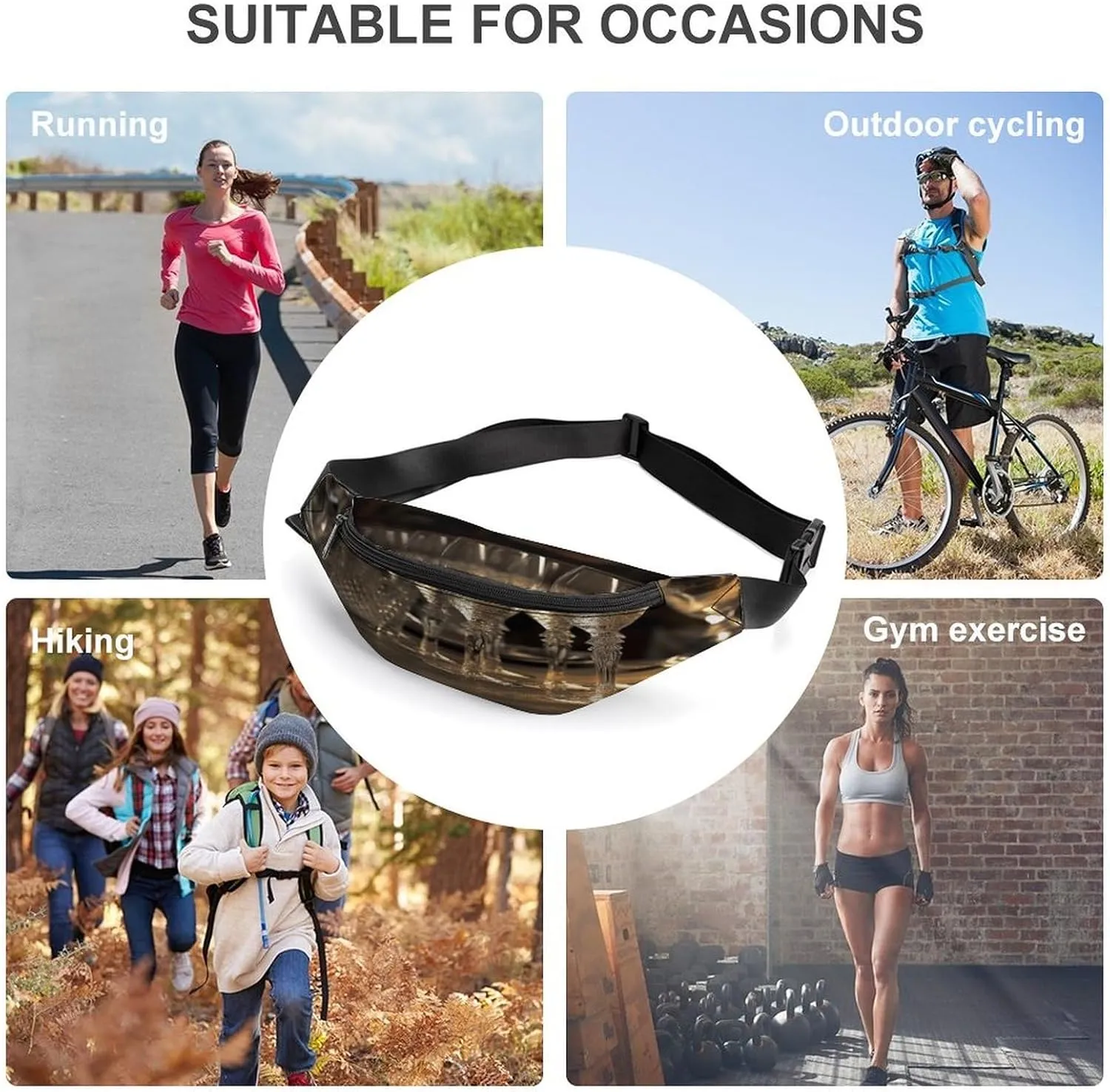 Personalized Waist Packs with Adjustable Strap,Champagne Glasses on The Table CrossBody Fanny Pack Casual Bag for Travel Sports Running Hiking
